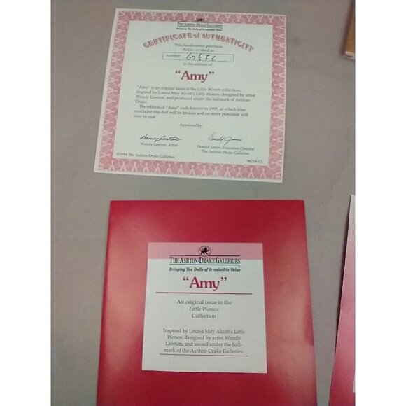 Amy Little Women Porcelain Doll Figurine With Box Ashton-Drake Galleries - Picture 5 of 9